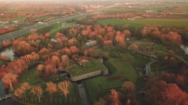 'Fort bij Vechten' in sonbahar günündeki hava görüntüsü