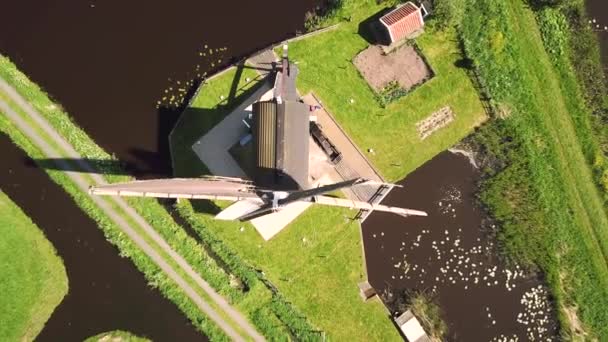 Aerial Footage Dutch Windmill Kinderdijk Netherlands — Stock Video