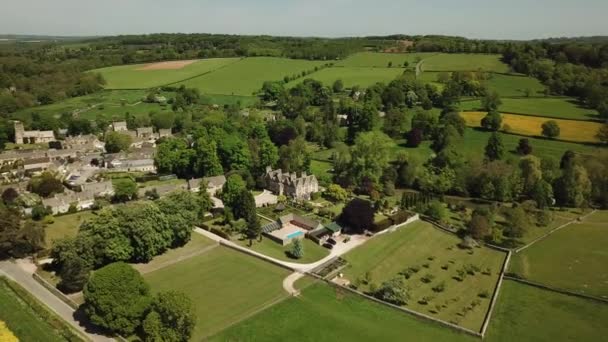 Luchtfoto Van Engels Landhuis Cotswolds Engeland — Stockvideo