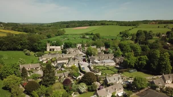 Aerial Czech Small Village Cotswold Hills England — Stock video