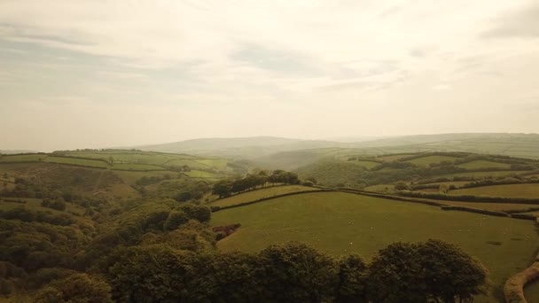 Luchtfoto Van Exmoor National Park Met Hoogste Punt Dunkery Beacon — Stockvideo