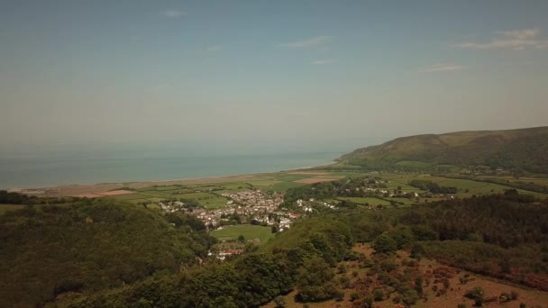 Porlock Minehead Ngiltere Nin Arka Planında Deniz Olan Somerset Kırsal — Stok video