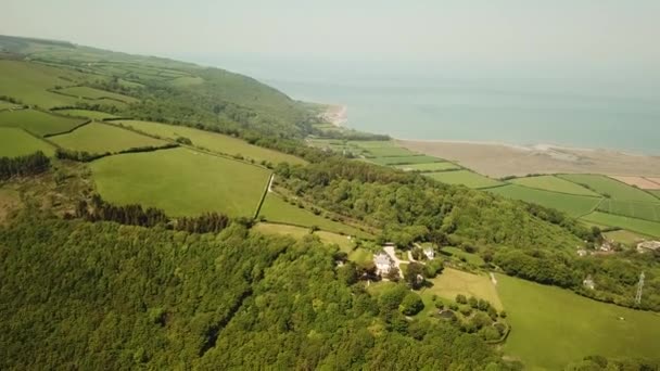 Antenn Somerset Landsbygd Och Kust Porlock Och Minehead England Med — Stockvideo