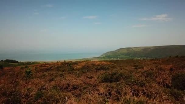 Aerial Wsi Wybrzeża Somerset Porlock Minehead Anglia Morzem Tle — Wideo stockowe