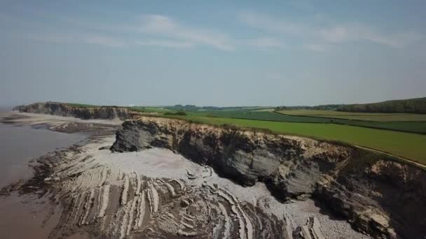 Kilve Stranden Känd För Att Vara Jurassic Kusten Bristol Channel — Stockvideo