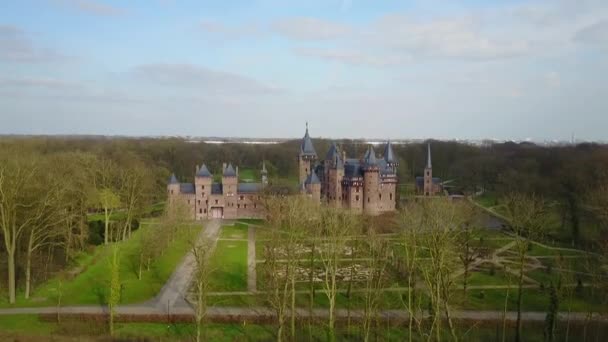 Luftaufnahme Von Schloss Haarzuilens Den Niederlanden — Stockvideo