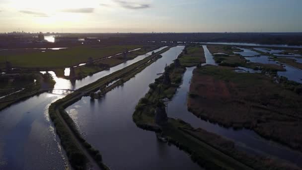 Vista Aérea Los Molinos Viento Kinderdijk Patrimonio Mundial Unesco Holanda — Vídeos de Stock