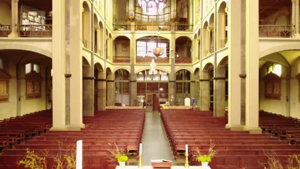 Riprese Della Bellissima Chiesa Cattolica Koepelkerk Con Organo Hoorn Paesi — Video Stock