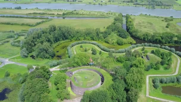 Aerial Fort Everdingen Defensive Line Work Groeneweg Part Hollandse Waterlinie — Stock Video