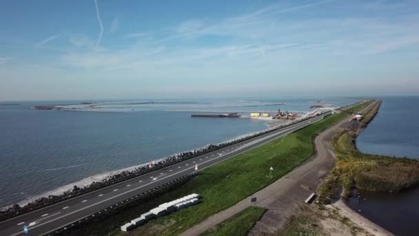 Uitzicht Vanuit Lucht Aanleg Van Een Natuurgebied Het Markermeer Nederland — Stockvideo