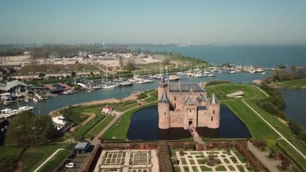 Aerial Shot Fps Muiderslot Castle Muiden Netherlands — Stock Video