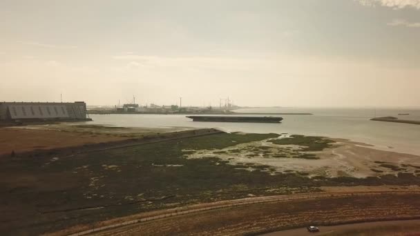 Vlissingen Harbor Holanda Aérea — Vídeo de stock