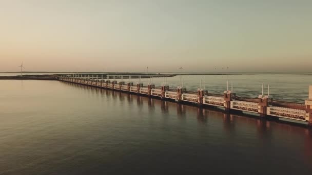 Oosterscheldekering Ostschelde Sturmflutwehr Den Niederlanden Antenne — Stockvideo