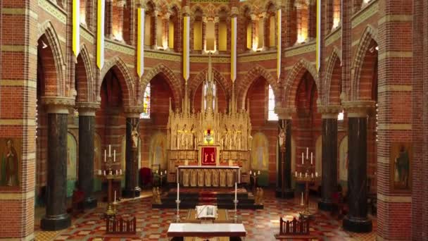 Beeldmateriaal Van Prachtige Katholieke Sint Vituskerk Met Orgel Hilversum Nederland — Stockvideo