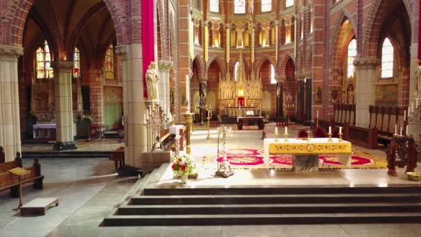 네덜란드 오르간이 아름다운 카톨릭 교회의 — 비디오