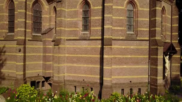 ภาพทางอากาศของโบสถ สเคอร กในฮ ลเวอร ประเทศเนเธอร แลนด — วีดีโอสต็อก