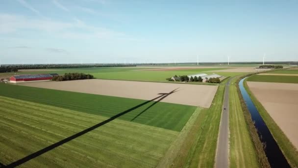 Aérien Des Éoliennes Dans Paysage Néerlandais Polder — Video