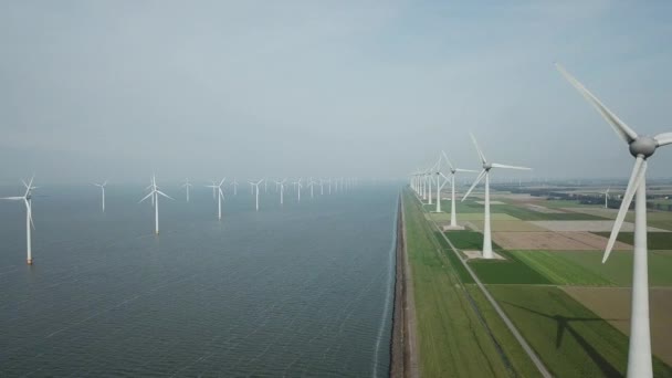 Морская Ветровая Ферма Westermeerwind Urk Netherlands — стоковое видео
