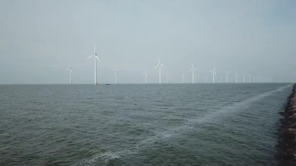 Morska Farma Wiatrowa Westermeerwind Urk Holandia — Wideo stockowe