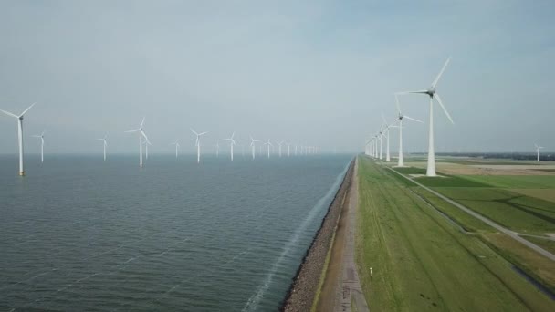 Morska Farma Wiatrowa Westermeerwind Urk Holandia — Wideo stockowe