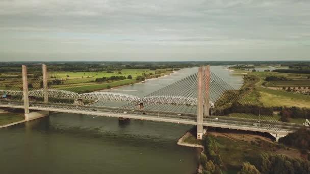 Martinus Nijhoff Ponte Ferroviario Sul Fiume Waal Olanda — Video Stock