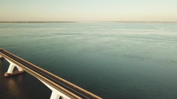 Zeeland Bridge Nos Países Baixos Aerial — Vídeo de Stock