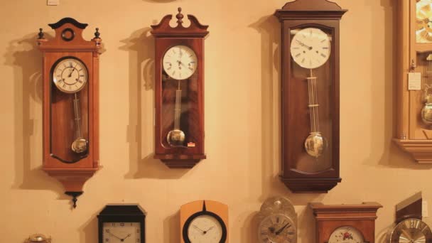 Hice Una Serie Tomas Una Tienda Relojes Antiguos — Vídeo de stock