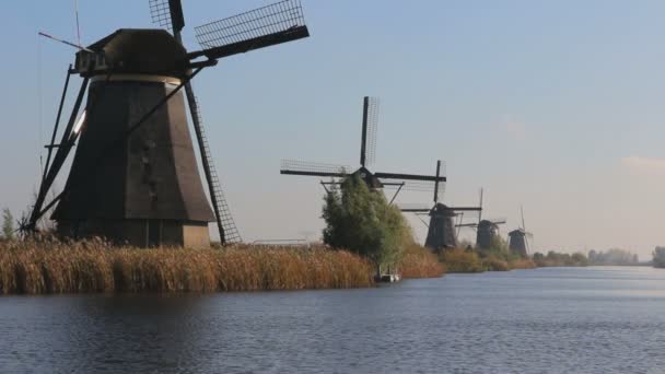 Scénické Záběry Holandských Větrných Mlýnů Kinderdijk Netherlands — Stock video