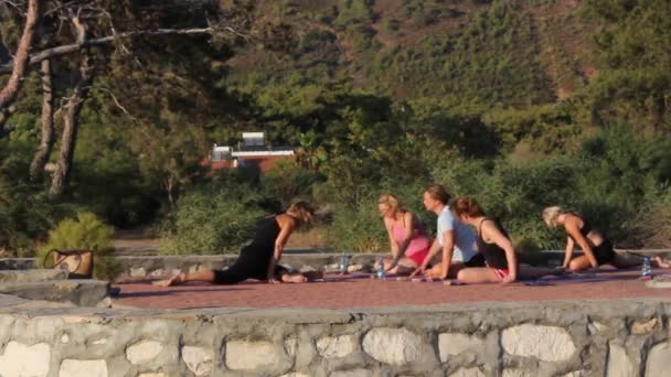 Footage People Practicing Yoga Ancient Ruins Video Clip