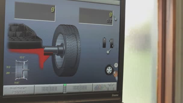 Monitor Maszyny Montażu Samochodów Zbliżenie Ekranu — Wideo stockowe