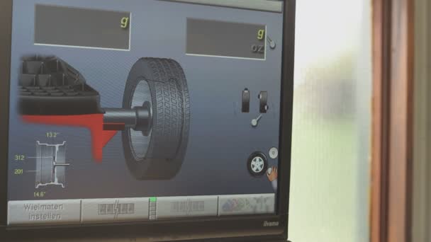 Monitor Maszyny Montażu Samochodów Zbliżenie Ekranu — Wideo stockowe