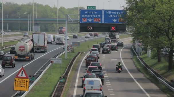 Beaucoup Circulation Sur Autoroute Cette Photo Est Prise Près Amsterdam — Video