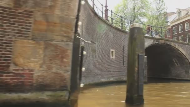 Amsterdam Daki Tipik Evler Çekim Kanal Teknesinden Çekilmiş Mükemmel Bir — Stok video
