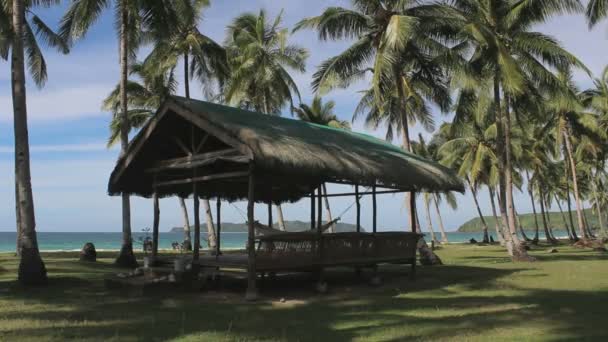 Séquences Panoramiques Cabane Bois Sur Côte Île Tropicale — Video