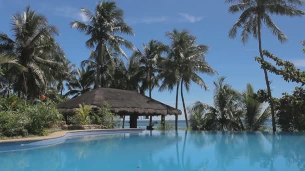 Vue Panoramique Belle Piscine Hôtel Jour Ensoleillé Été — Video