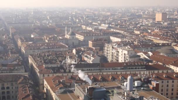 Turin Aerial City View Alps Background — Stock Video