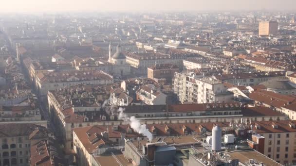 Turim Vista Aérea Cidade Com Alpes Segundo Plano — Vídeo de Stock