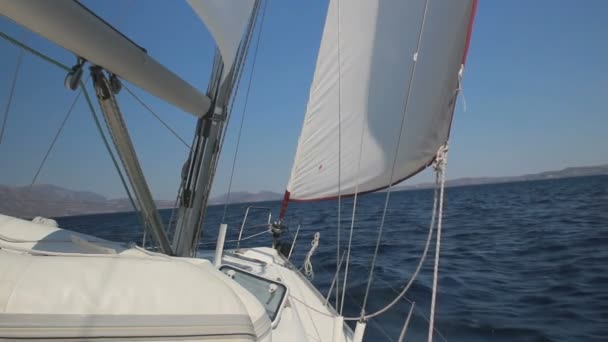 Beautiful Shots Colorful Life Greece Sailing Boats Blue Water Nice — Stock Video