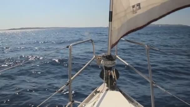 Belas Fotos Vida Colorida Grécia Com Barcos Vela Água Azul — Vídeo de Stock