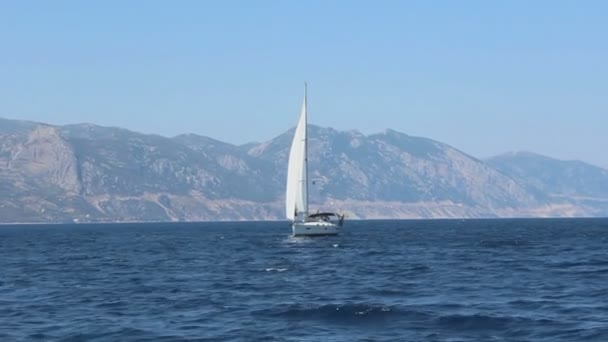 Beautiful Shots Colorful Life Greece Sailing Boats Blue Water Nice — Stock Video