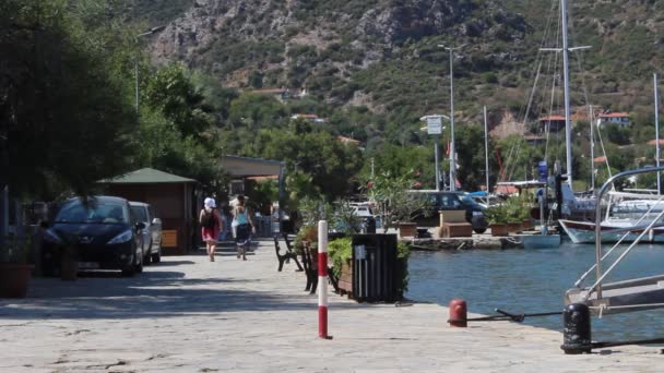 Imágenes Del Hermoso Puerto Grecia Con Varios Barcos Vela — Vídeos de Stock