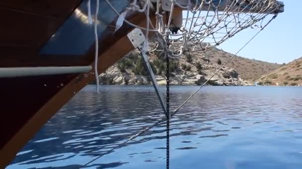 Scenic Footage Sailing Yacht Greece Sunny Day — Stock Video