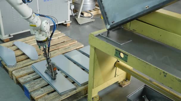 Close Footage Dari Proses Manufaktur Otomatis Pabrik Logam — Stok Video