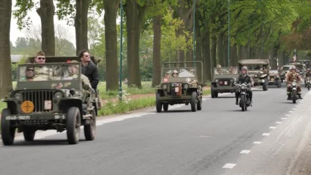 Este Comboio Militar Passa Todos Anos Pela Área Gooi Holanda — Vídeo de Stock