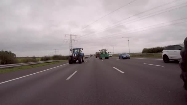 Landbouwers Snelweg A12 A27 Protesteren Tegen Voorstellen Sector Bezuinigen Stikstofuitstoot — Stockvideo