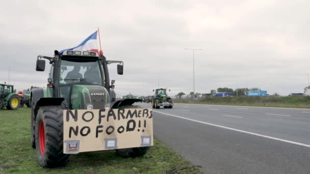 Landbouwers Die Snelweg A12 A27 Rijden Protesteren Tegen Voorstellen Sector — Stockvideo