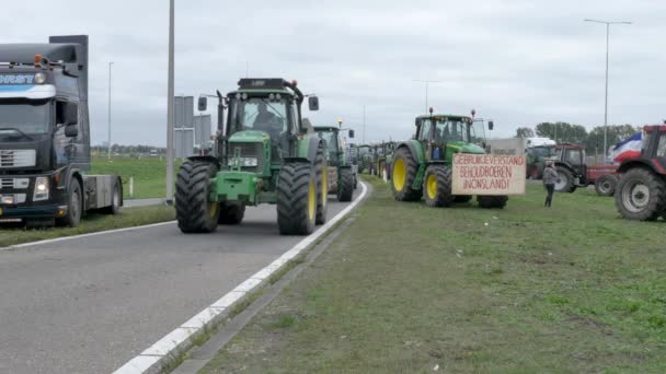 Landbouwers Die Snelweg A12 A27 Rijden Protesteren Tegen Voorstellen Sector — Stockvideo