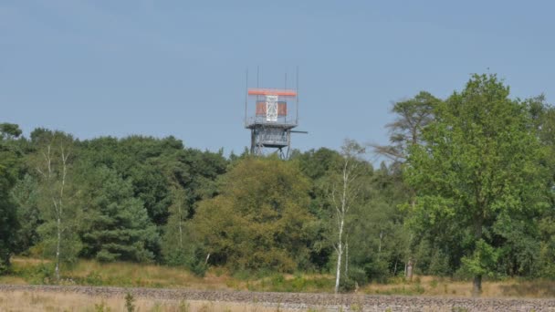 Close Footage Radar Tower Military Base — Stock Video