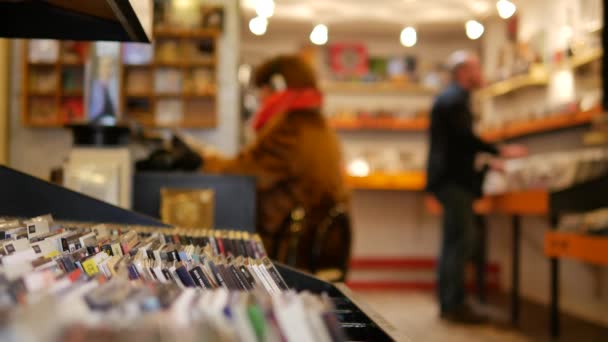 Imagens Close Loja Discos Vinil — Vídeo de Stock