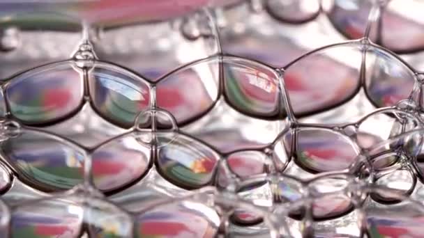 Macro Disparo Coloridas Burbujas Brillantes Colores Del Arco Iris — Vídeos de Stock